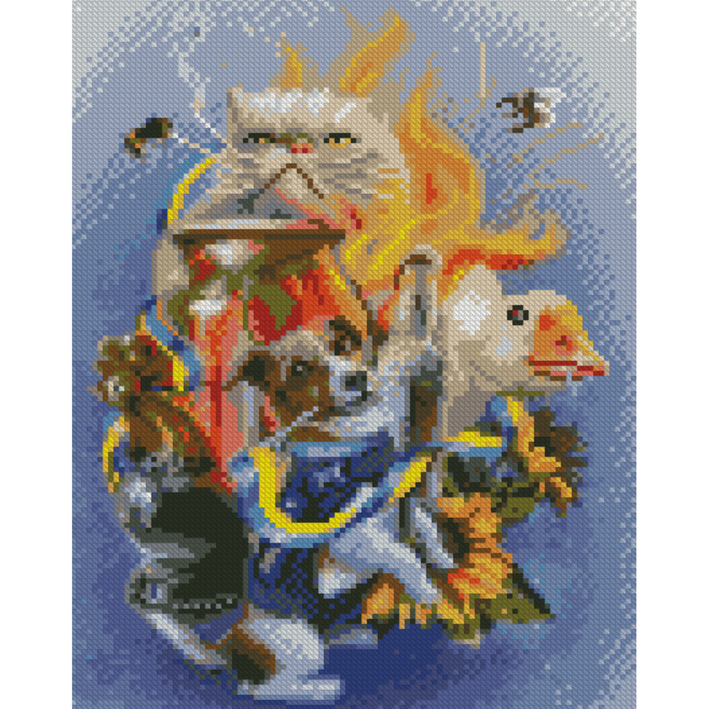 Фото, Відеоогляди алмазна мозаїка strateg преміум українські бойові тварини розміром 30х40 см (hx527)