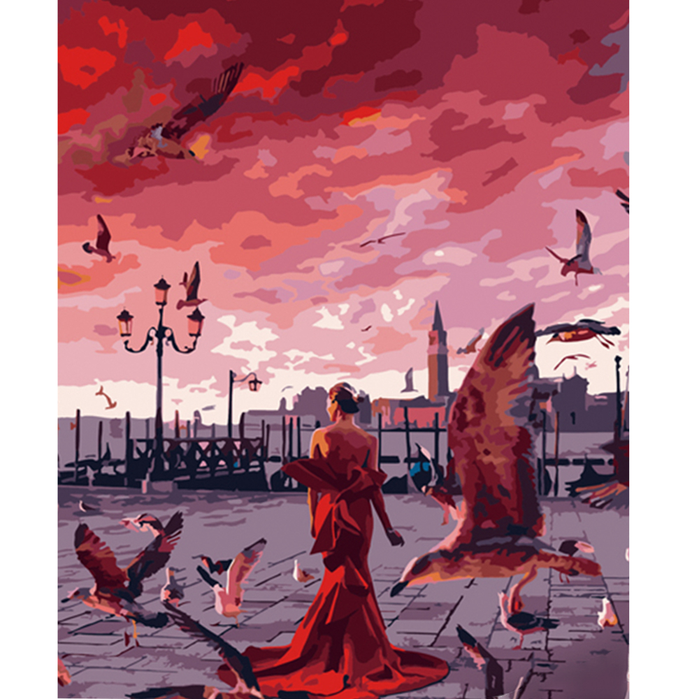 Фото, Відеоогляди картина за номерами strateg преміум дівчина серед чайок розміром 40х50 см (hh017)