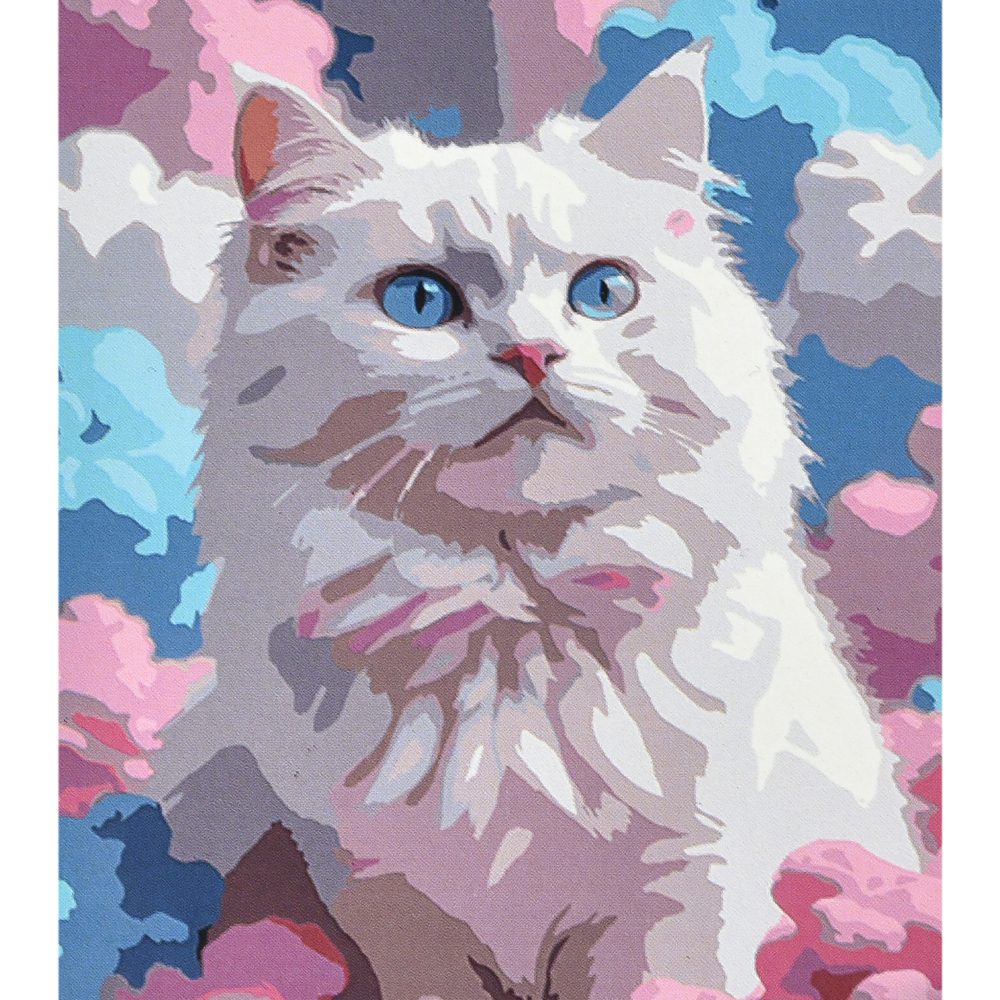 Фото, Відеоогляди картина за номерами strateg преміум кіт з небесними очима з лаком та рівнем розміром 40х50 см (va-4675)