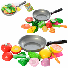 Продукти 7013C (48шт) на липучці 6шт,овочі/фрукти,сковорідка,дощечка, 2 вида в сітці