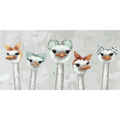 Фото, Відеоогляди картина за номерами strateg преміум страуси в хусточках strateg розміром 50х25 см (ww043)