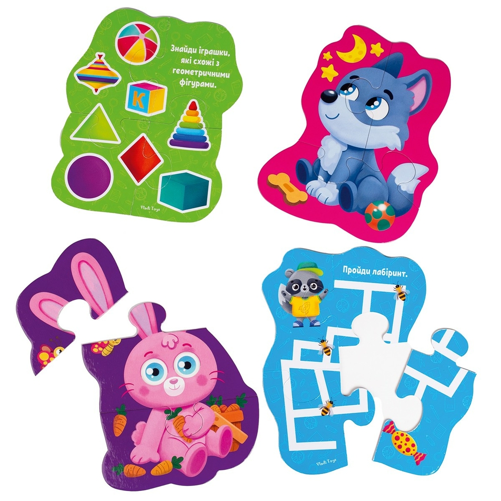Фото, Видеообзоры пазли максі vladi toys картонні з грою малюк зможе «лісові звірі» vt1722-22