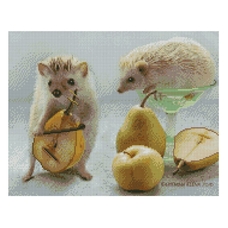 Алмазна мозаїка Strateg ПРЕМІУМ Їжачки з фруктами 40х50 см FA40830