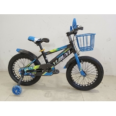 Велосипед двоколісний дитячий BX-98 16" з корзиною та страхувальними колесами, чорно-синій