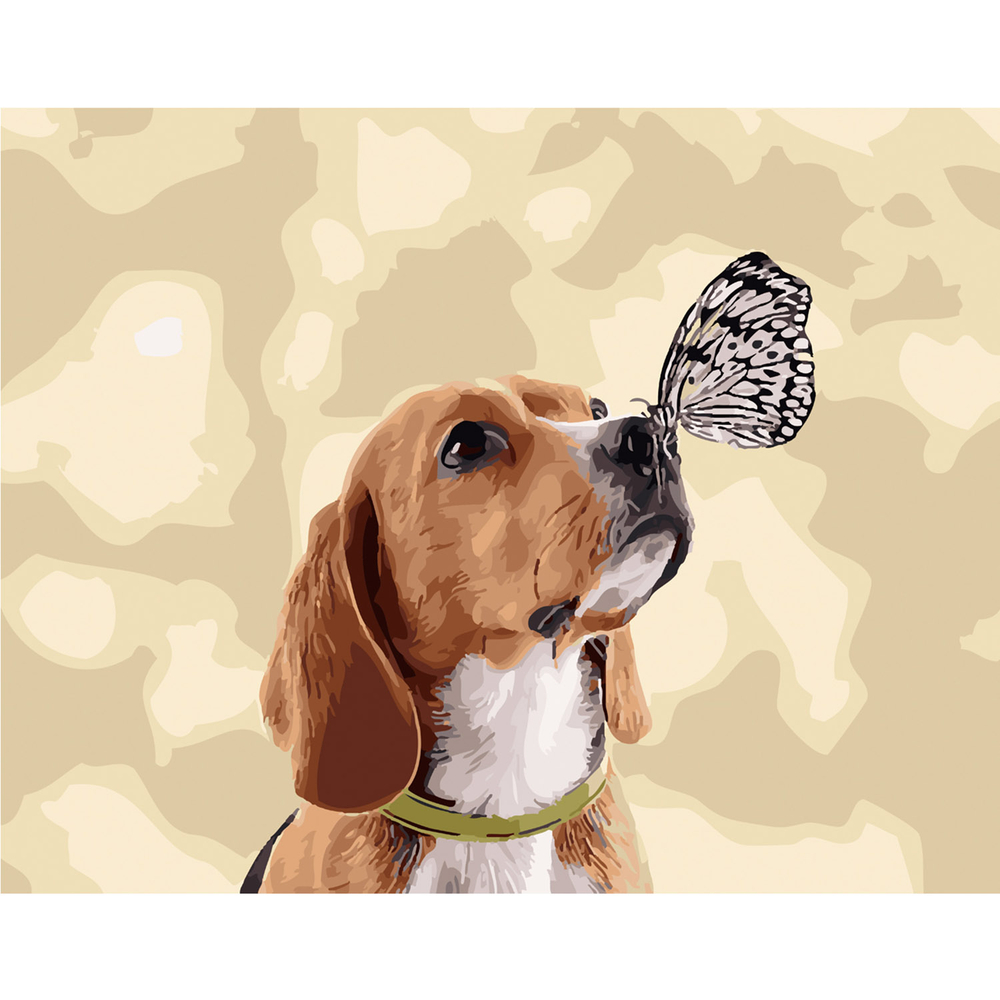 Фото, Відеоогляди картина за номерами strateg преміум метелик і цуценя з лаком розміром 40х50 см sy6099