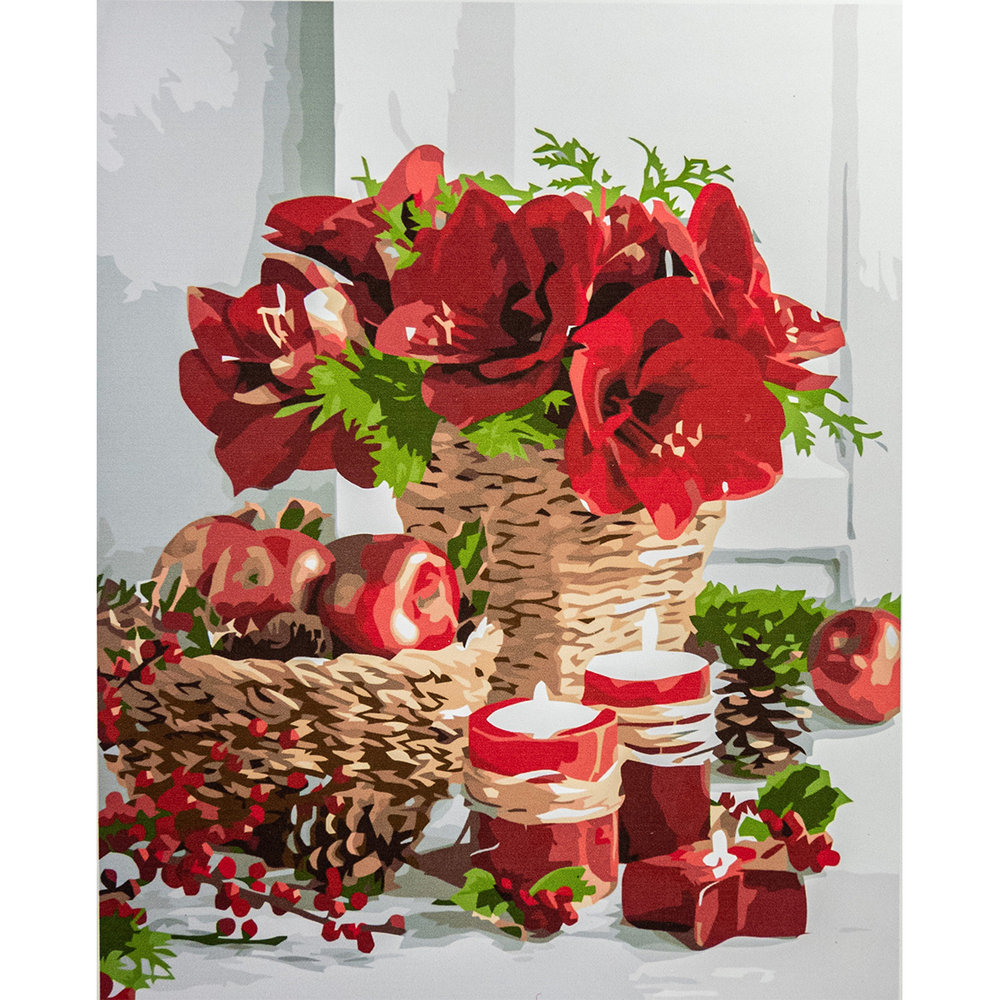 Фото, Видеообзоры картина за номерами strateg преміум червона композиція з лаком розміром 40х50 см va-3400