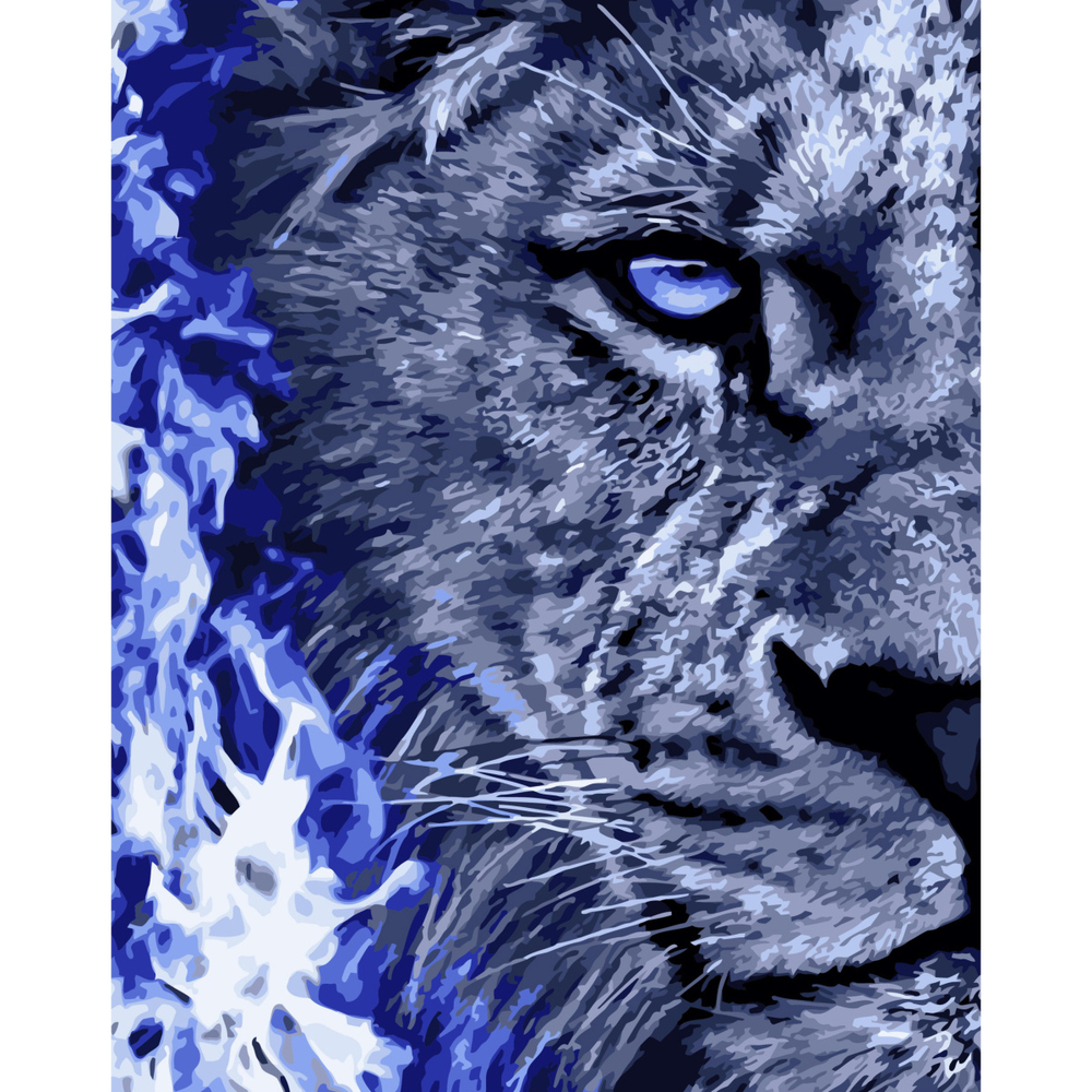 Фото, Видеообзоры картина за номерами strateg преміум сині відтінки хижака з лаком розміром 40х50 см (sy6777)