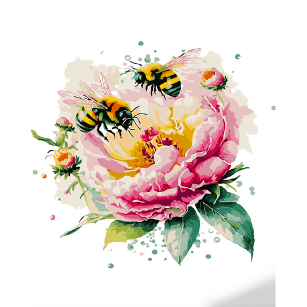 Фото, Відеоогляди картина за номерами strateg преміум працюючі бджілки з лаком та з рівнем розміром 40х50 см (gs1364)