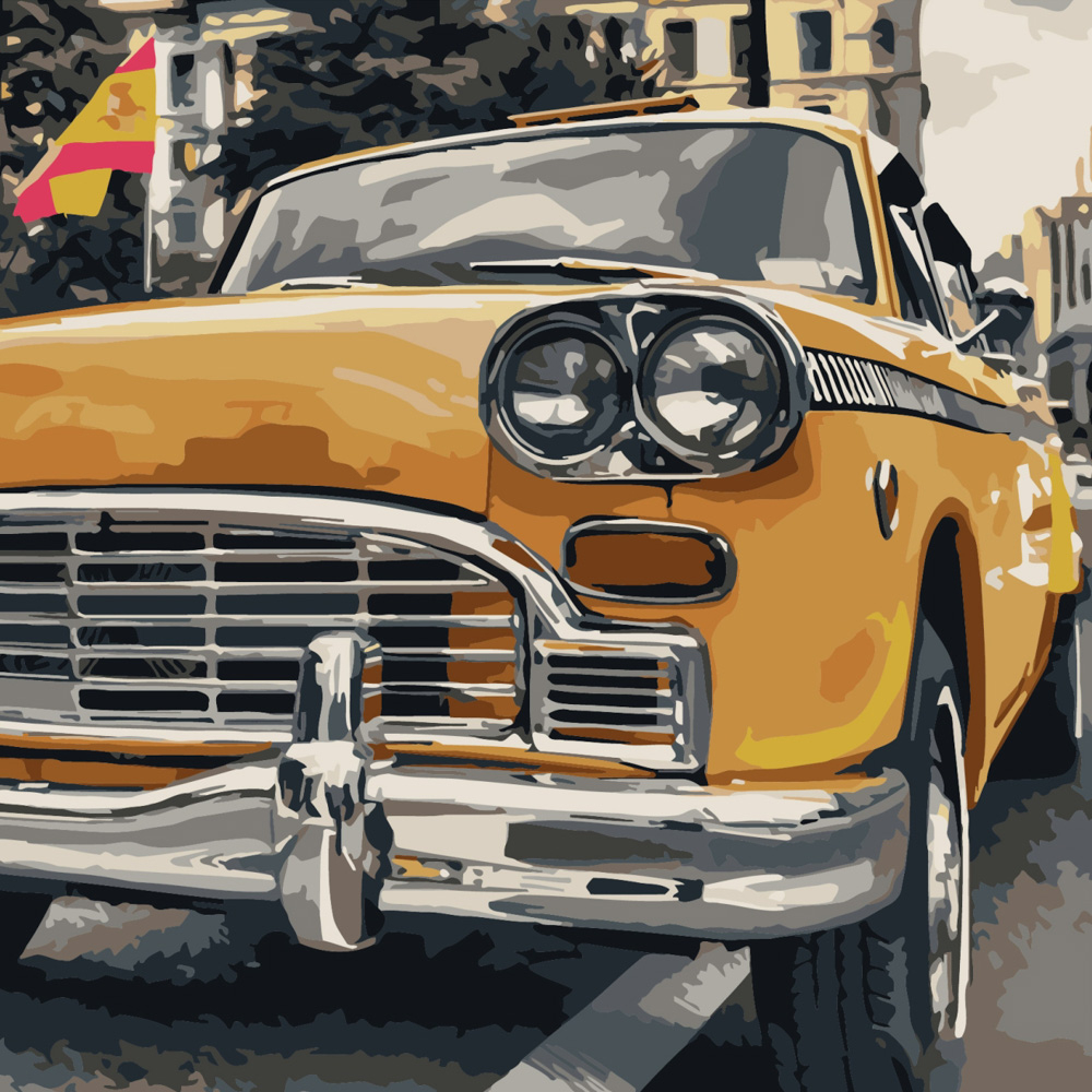 Фото, Відеоогляди картина за номерами strateg преміум жовта ретро машина розміром 40х40 см (sk005)