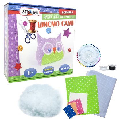 Фото, Видеообзоры набір для творчості strateg шиємо самі сова українською мовою (іп-01)