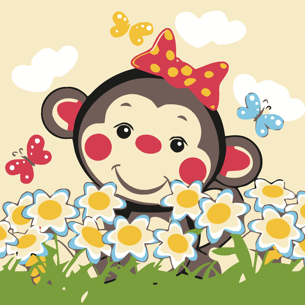 Фото, Видеообзоры картина за номерами strateg мавпенятко розміром 20х20 см (hh7106)