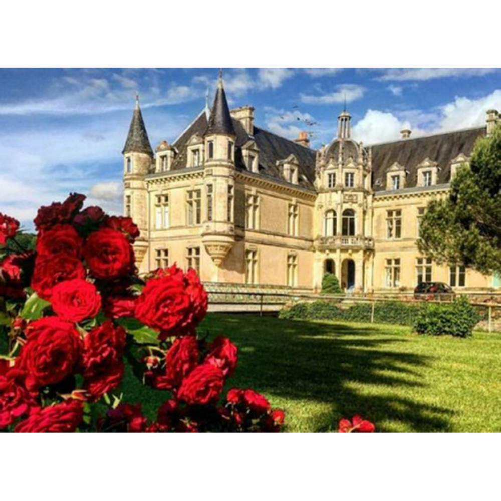 Фото, Відеоогляди алмазна мозаїка strateg преміум замок залитий сонцем без підрамника розміром 50х65 см  (sgk86079)