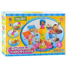 Пластилін MK 0078 (24шт) Мороженое,5цветов(баноч.с крыш),аппарат-пресс,формочки,в кор-ке,37-26-8см