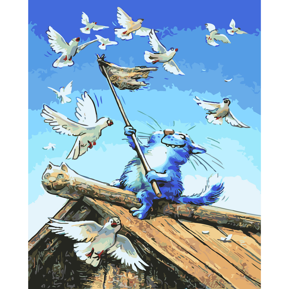 Фото, Відеоогляди картина за номерами strateg преміум котик на даху з лаком розміром 40х50 см sy6352