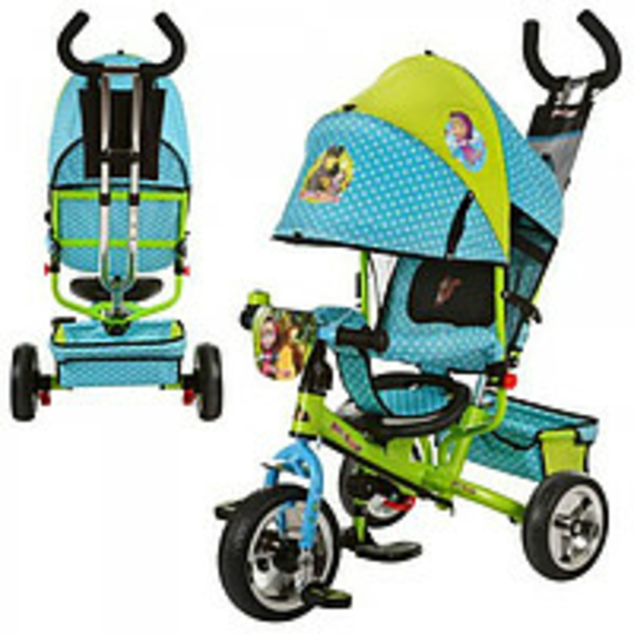 Велосипед MM 0156-01 (1шт) ММ,3 кол EVA Foam(задн20см,пер24см),на подшип,колясоч,гол-зел,ус дв руч,