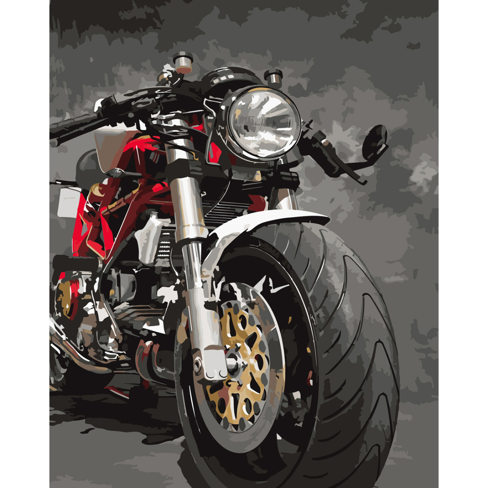 Фото, Видеообзоры картина за номерами strateg преміум байк з лаком розміром 40х50 см (sy6662)