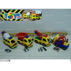 Конструктор 1232 (36шт) строительная техника, 4 вида, в кульке, 31-11см