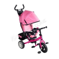 Велосипед 3-х коліс VT1409A рожевий (1шт) надувні колеса, знімна ручка, страх., Складн підніжжя