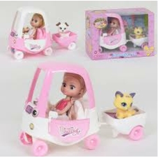 Лялька з машинкою 57030 з тваринкою,в кор,