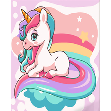Картина за номерами Strateg ПРЕМІУМ Казковий єдиноріг розміром 30х30 см (ES155)