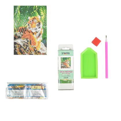 Фото, Відеоогляди алмазна мозаїка strateg преміум тигр у своєму владарюванні без підрамника розміром 10х15 см (yab27430)