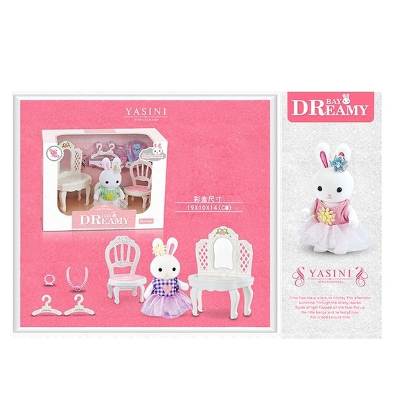 Ігровий набір з флокс. тваринами арт.6621-1 (96/2) туал столик, прикраси, кор.19*10*14см