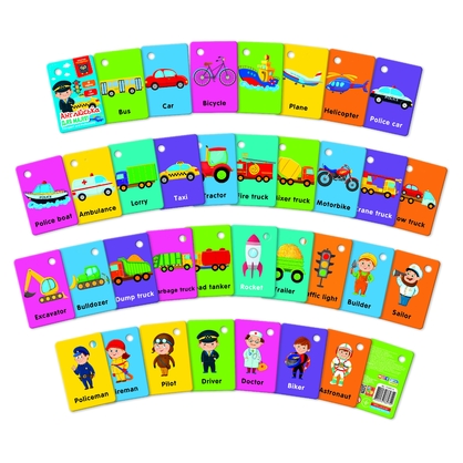 Фото, Видеообзоры гра розвиваюча картки на кільці. англійська. «транспорт та професії» vladi toys vt5000-16