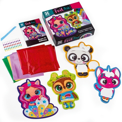 Фото, Видеообзоры набір для творчості зі стразами та фольгою «foil art. чарівні тваринки» vladi toys vt4433-10