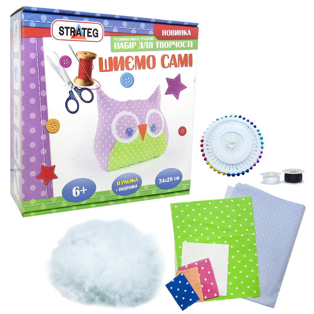 Фото, Видеообзоры набір для творчості strateg шиємо самі сова українською мовою (іп-01)