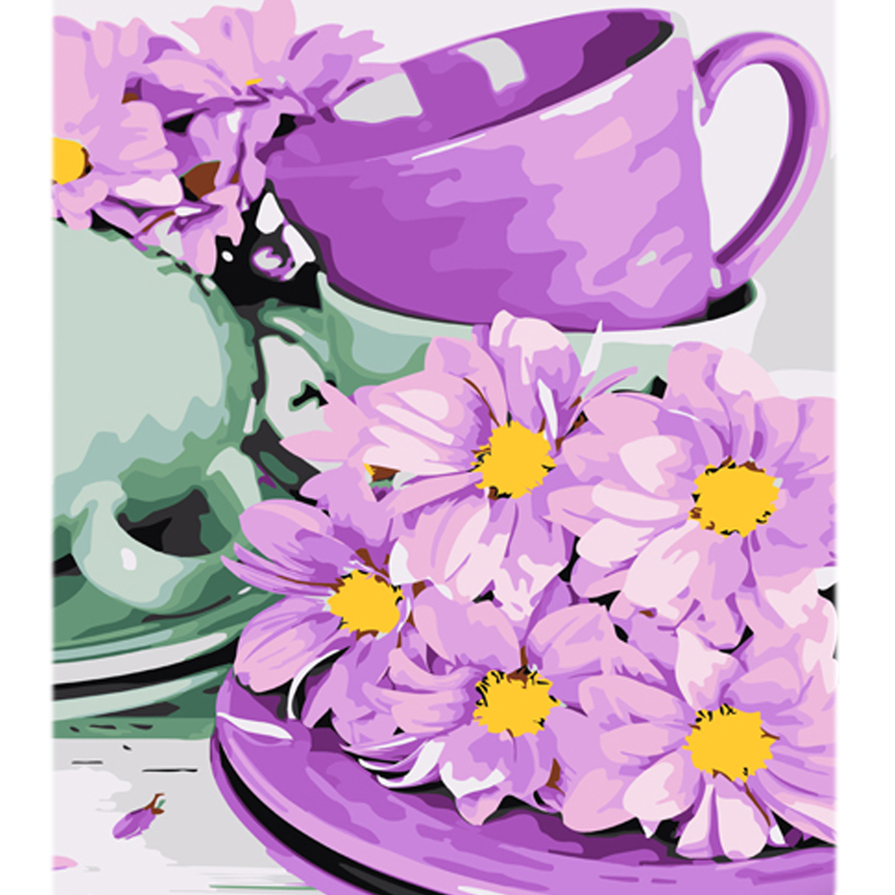 Фото, Видеообзоры картина за номерами strateg преміум квітковий напій натхнення з лаком та з рівнем розміром 30х40 см (ly27)