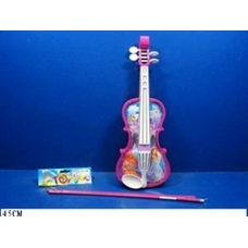 Скрипка 933-3 (72шт) на бат-ке, муз, в кульке, 45см