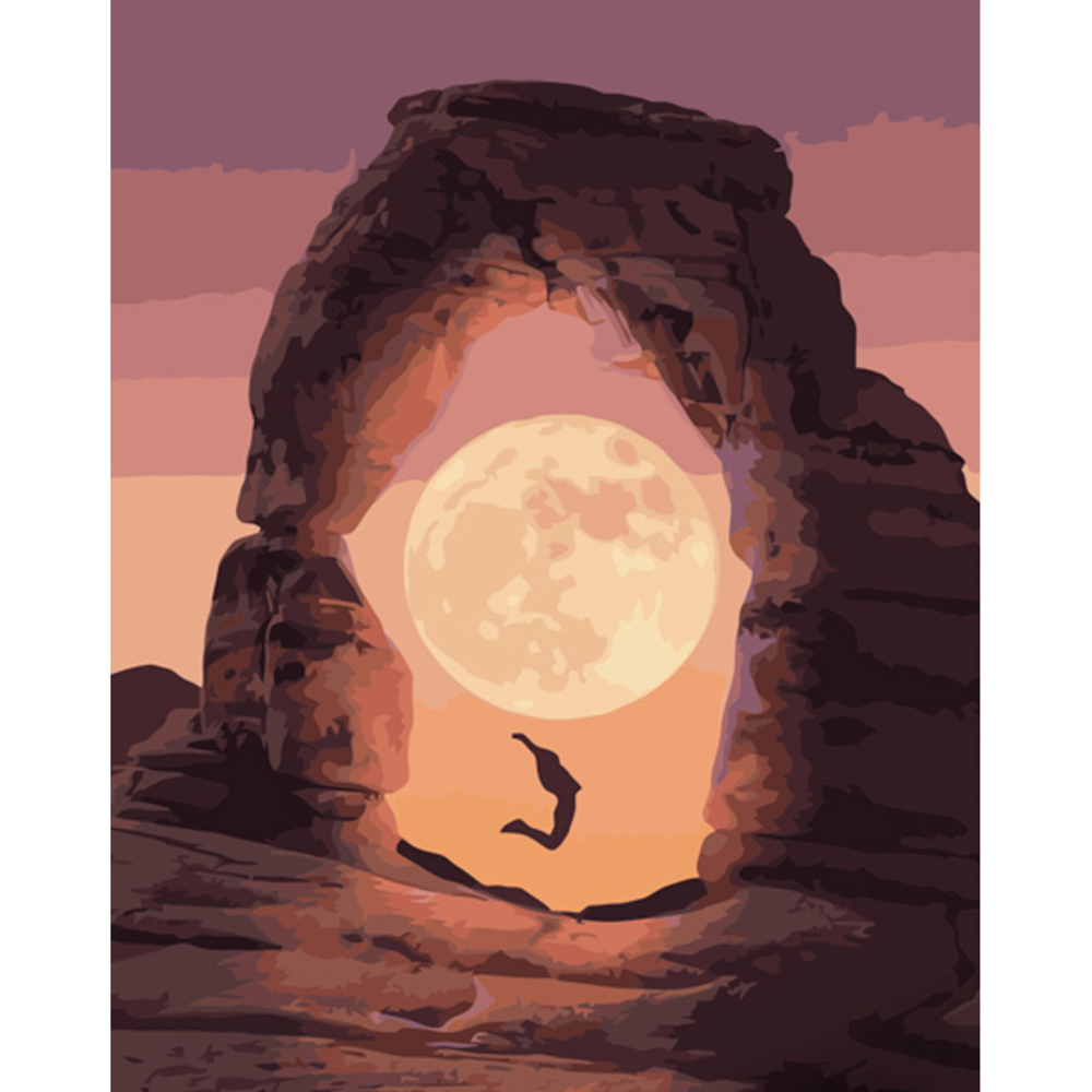 Фото, Відеоогляди картина за номерами strateg преміум рожевий повний місяць розміром 40х50 см (gs1200)