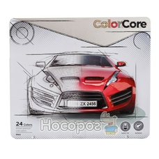 Олівці 3100-24TN 24 цвета в мет.пенале шестигранные d=4.0, ColorCore (new), Marco