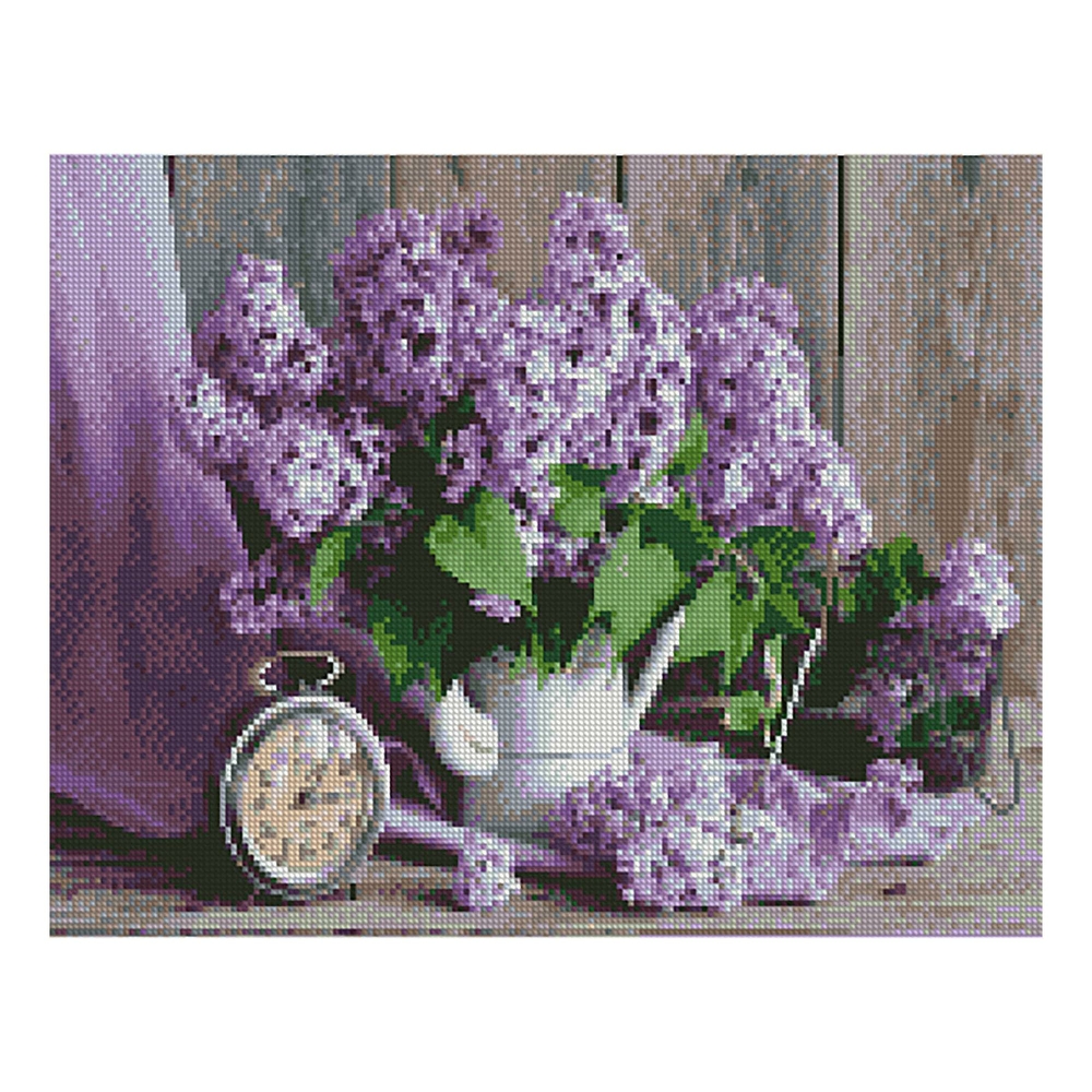 Фото, Відеоогляди алмазна мозаїка strateg преміум бузковий букет 40х50 см fa40642