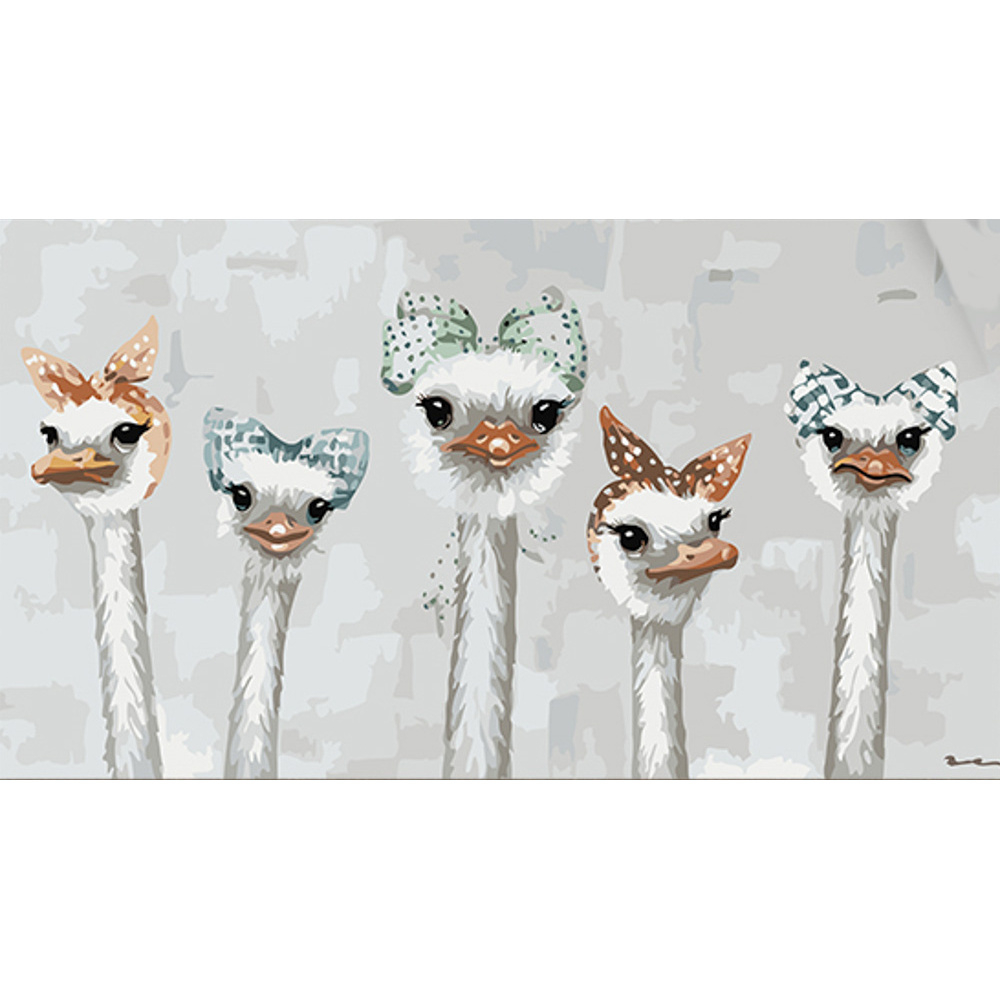 Фото, Відеоогляди картина за номерами strateg страуси в хусточках розміром 50х25 см (ww208)