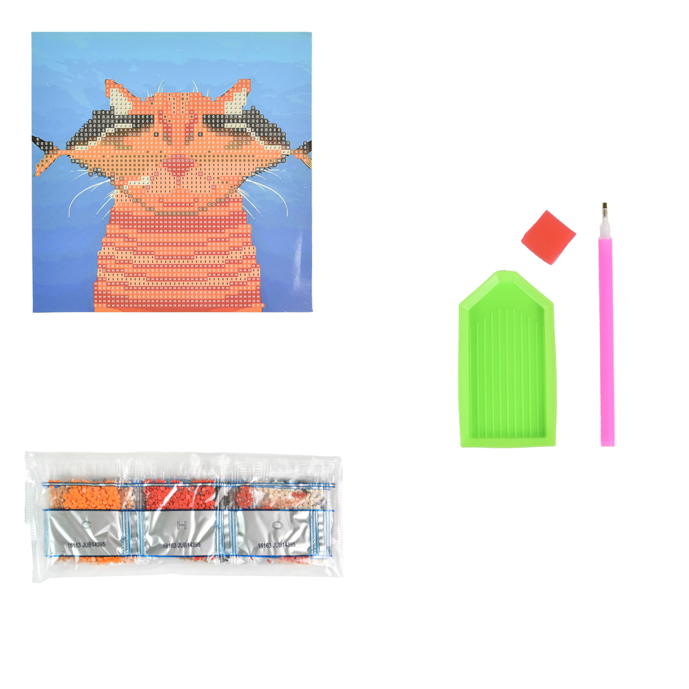 Фото, Видеообзоры алмазна мозаїка strateg преміум кіт та улов на паперовій основі розміром 18х18 см (jub14395)