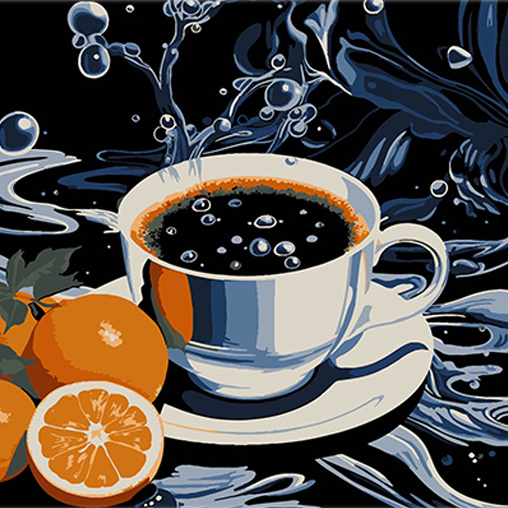 Фото, Видеообзоры картина за номерами strateg преміум кава з цитрусовими нотками на чорному фоні розміром 30х30 см (sh3030-16)