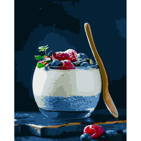 Картина за номерами Strateg ПРЕМІУМ Ягідне смузі розміром 40х50 см (GS808)