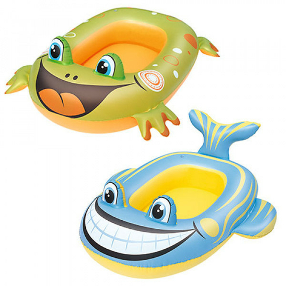 Плотик 34085 (36шт) надувной, 99-66см, 2вида (рыбка, лягушка)