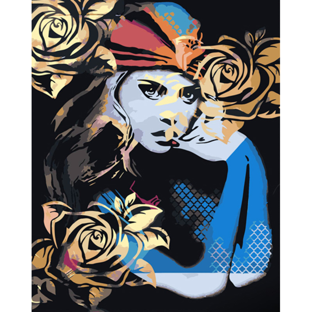 Фото, Видеообзоры картина за номерами strateg преміум арт-дівчина з лаком та з рівнем розміром 40х50 см (gs1443)