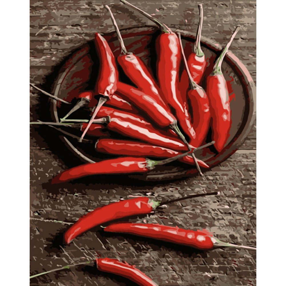 Фото, Відеоогляди картина за номерами strateg преміум перець чилі з лаком розміром 40х50 см (dy393)