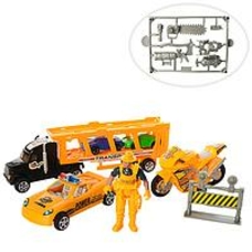Набір транспорта GT11-9 (96шт) 24см,трейлер,машинка 3шт,мотоцикл,фигурка,в кульке,23,5-26-3,5см