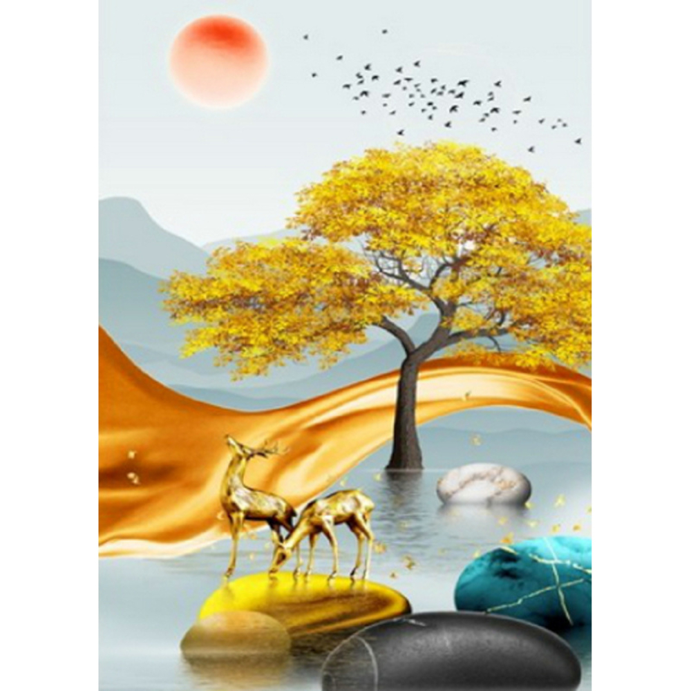 Фото, Відеоогляди алмазна мозаїка strateg преміум золоті олені без підрамника розміром 30х40 см  (jsdf82144)