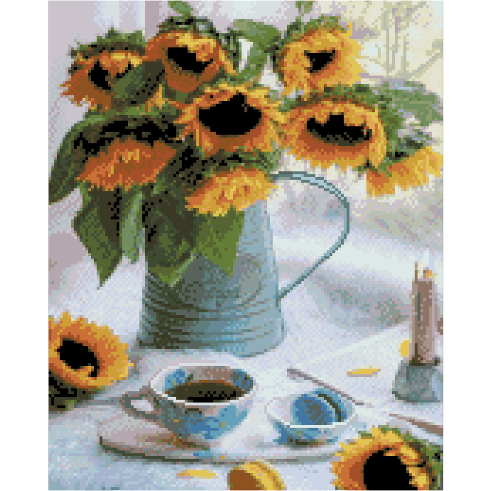 Фото, Відеоогляди алмазна картина strateg преміум соняшники у глечику розміром 40х50 см fa40863