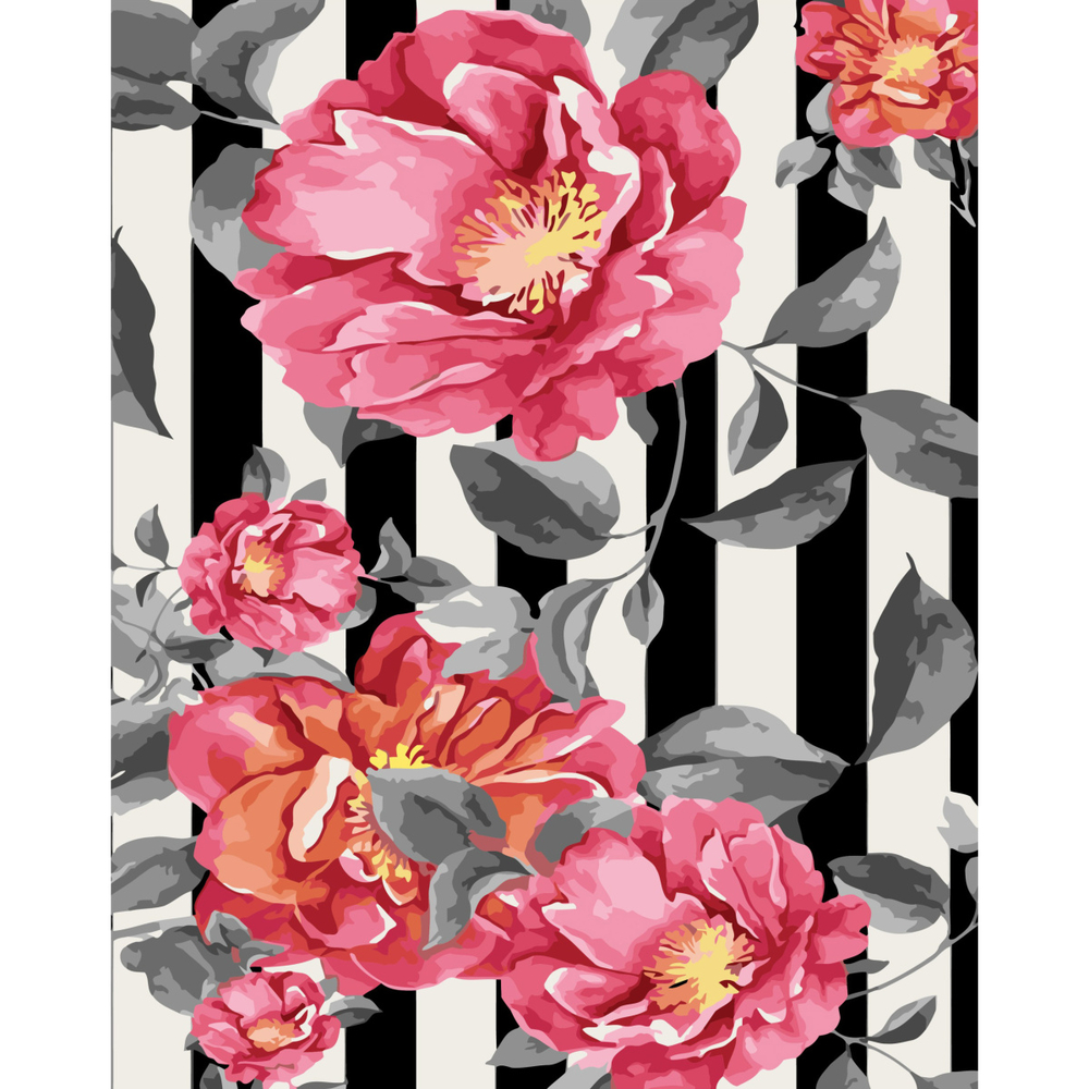 Фото, Відеоогляди картина за номерами strateg преміум квіти у полосах з лаком розміром 40х50 см (sy6799)