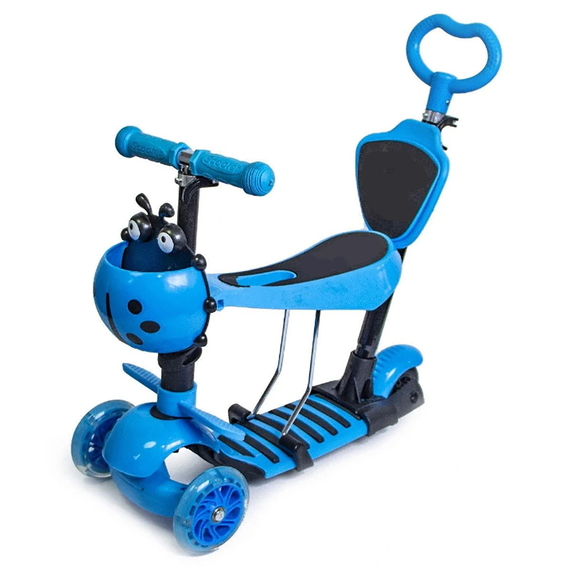 Дитячий самокат-біговел універсальний 5 в 1 з сидінням, батьківською ручкою, кошиком 806959 блакитний