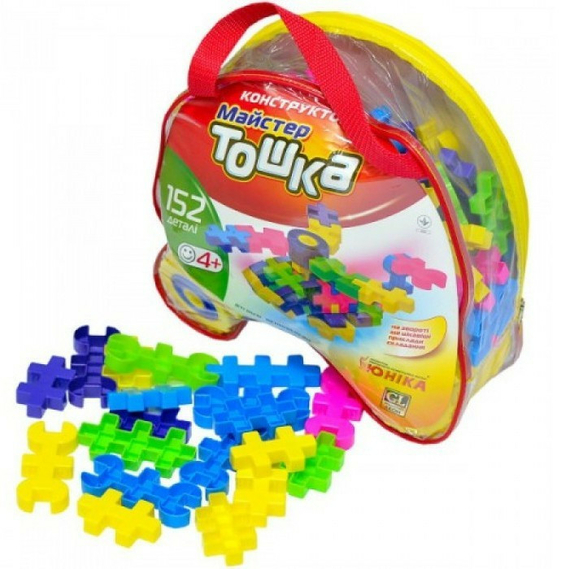 Дитячий пластиковий Конструктор з великими деталями «Майстер Тошка» 0020 Юніка 152 деталі