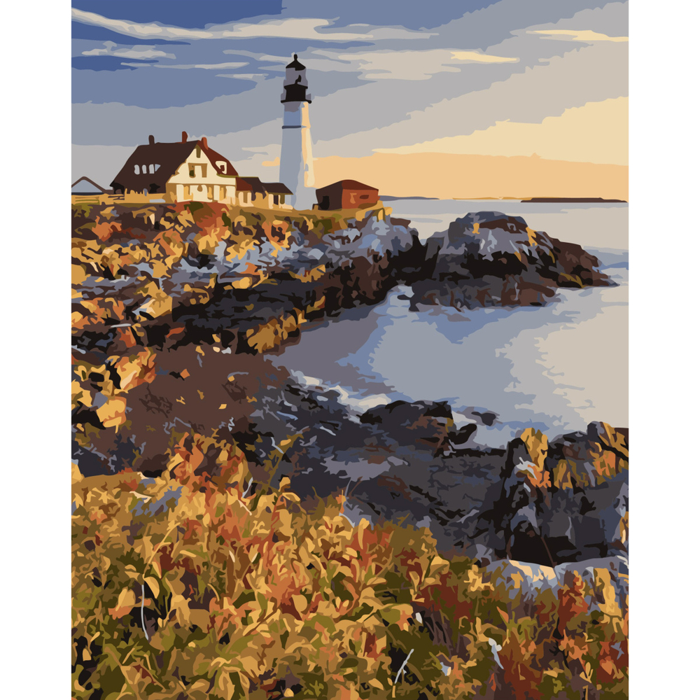 Фото, Відеоогляди картина за номерами strateg преміум маяк з лаком розміром 40х50 см (sy6735)