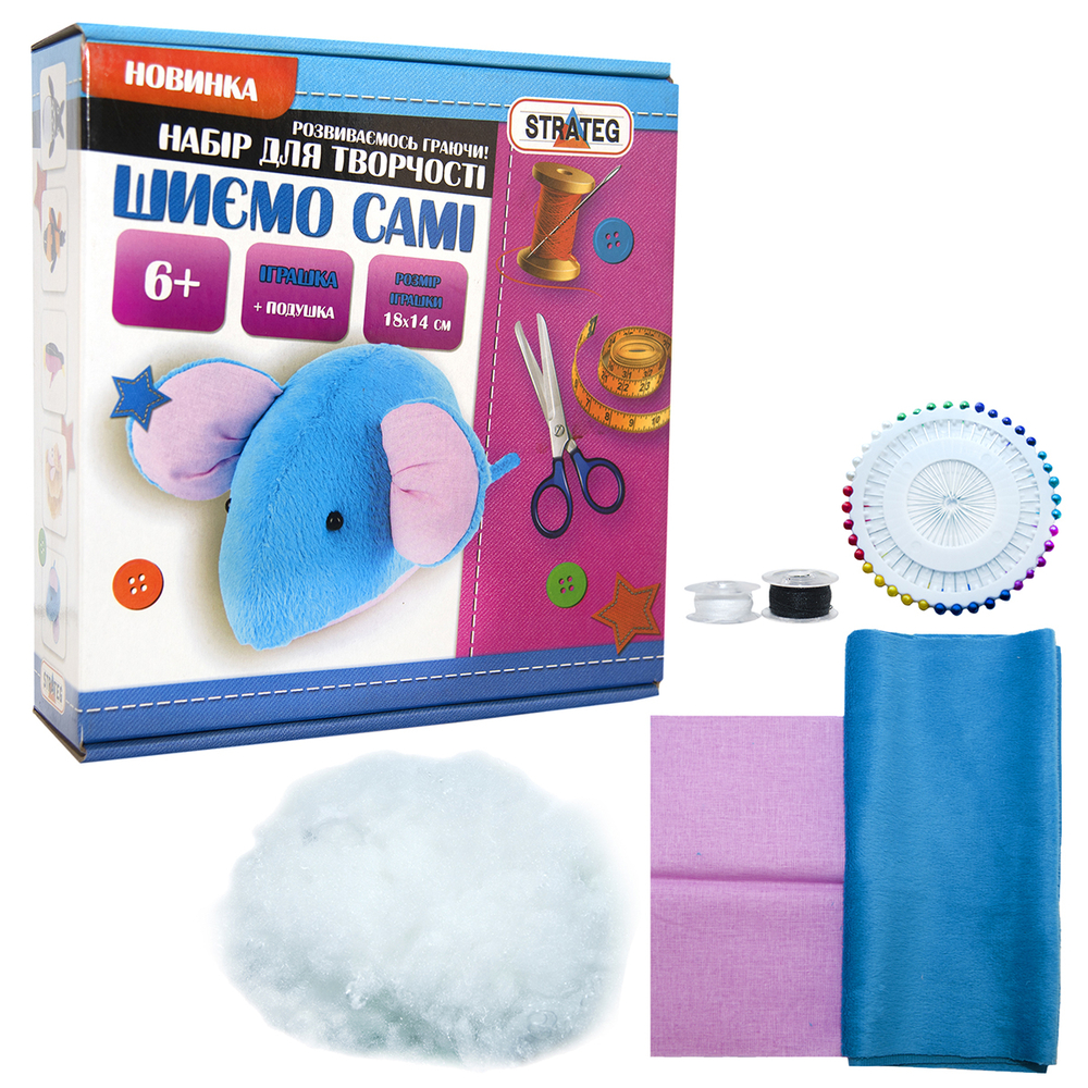 Фото, Відеоогляди набір для творчості strateg шиємо самі мишка українською мовою (і-10)