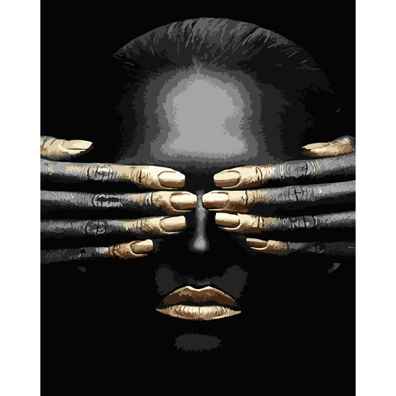 Картина за номерами Strateg ПРЕМІУМ Обличчя з лаком розміром 40х50 см (SY6789)